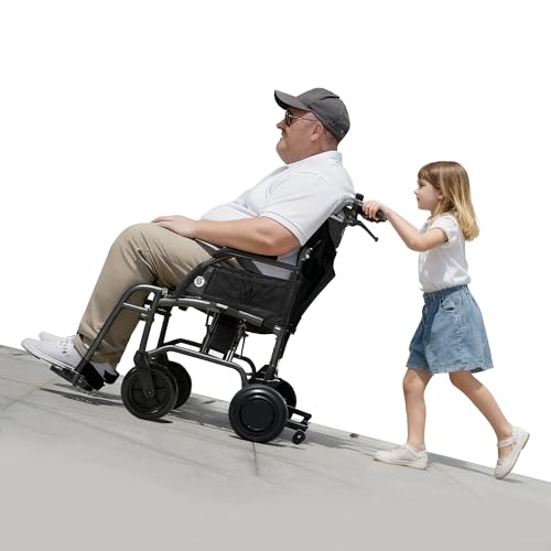 Sinceborn Lightweight Electric Power Assist Transport Wheelchair for Adults